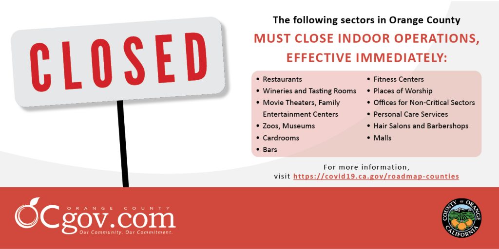 California COVID19 Surges and Closes Indoor Businesses Monday July 13